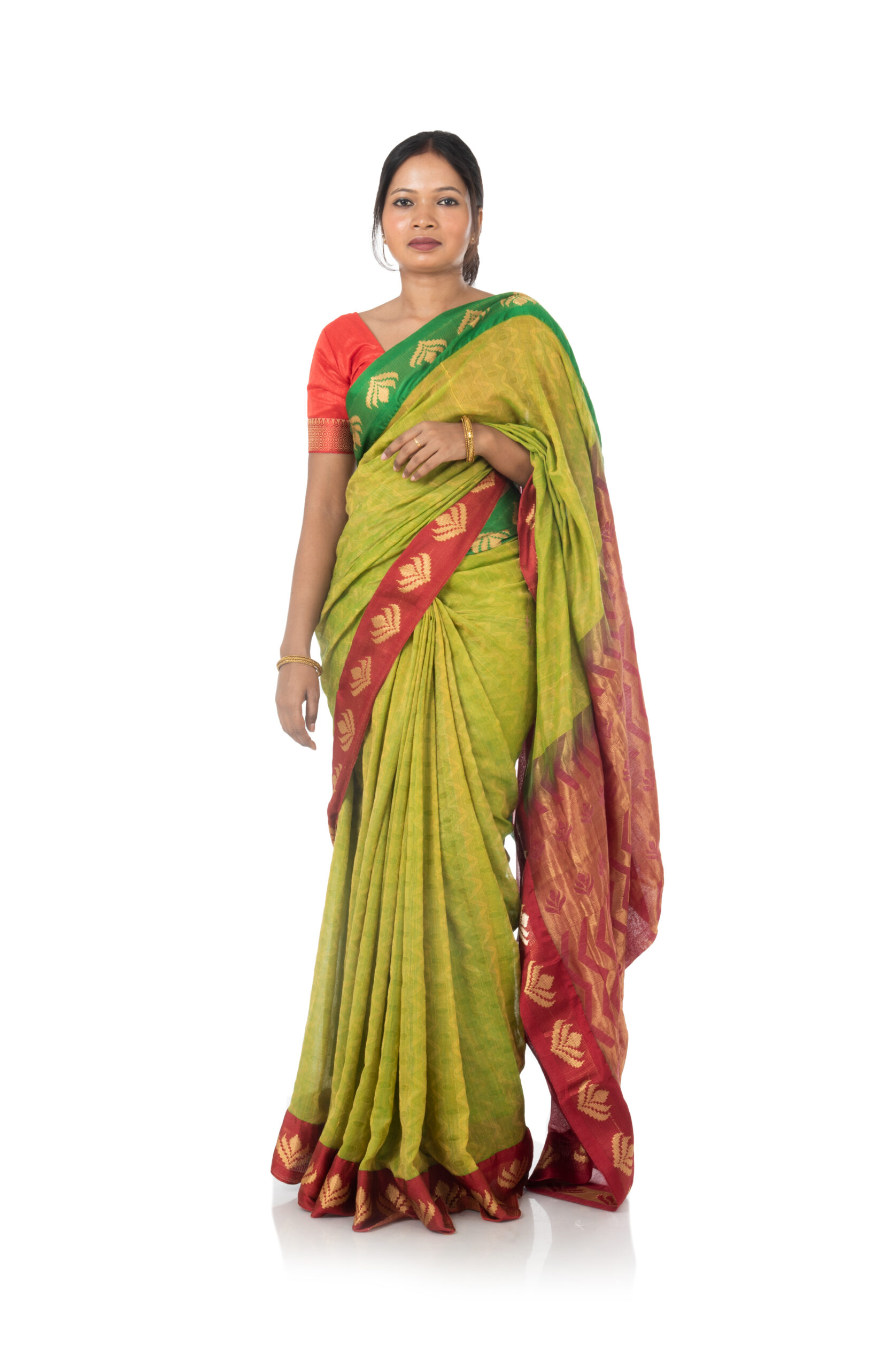 Green Khadi Cotton Woven Sari