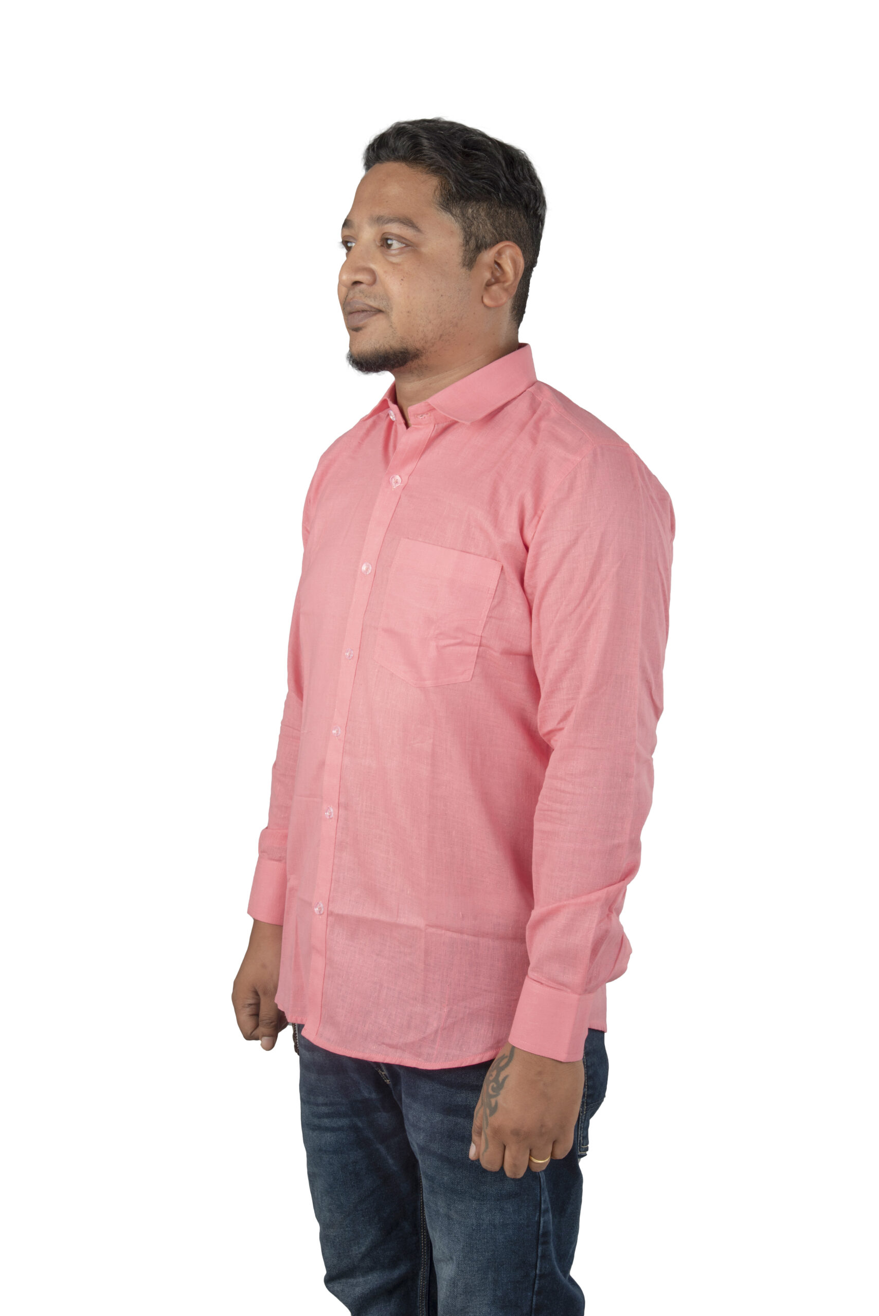 Handspun and Handwoven double thread Muslin Khadi pink Formal Shirt