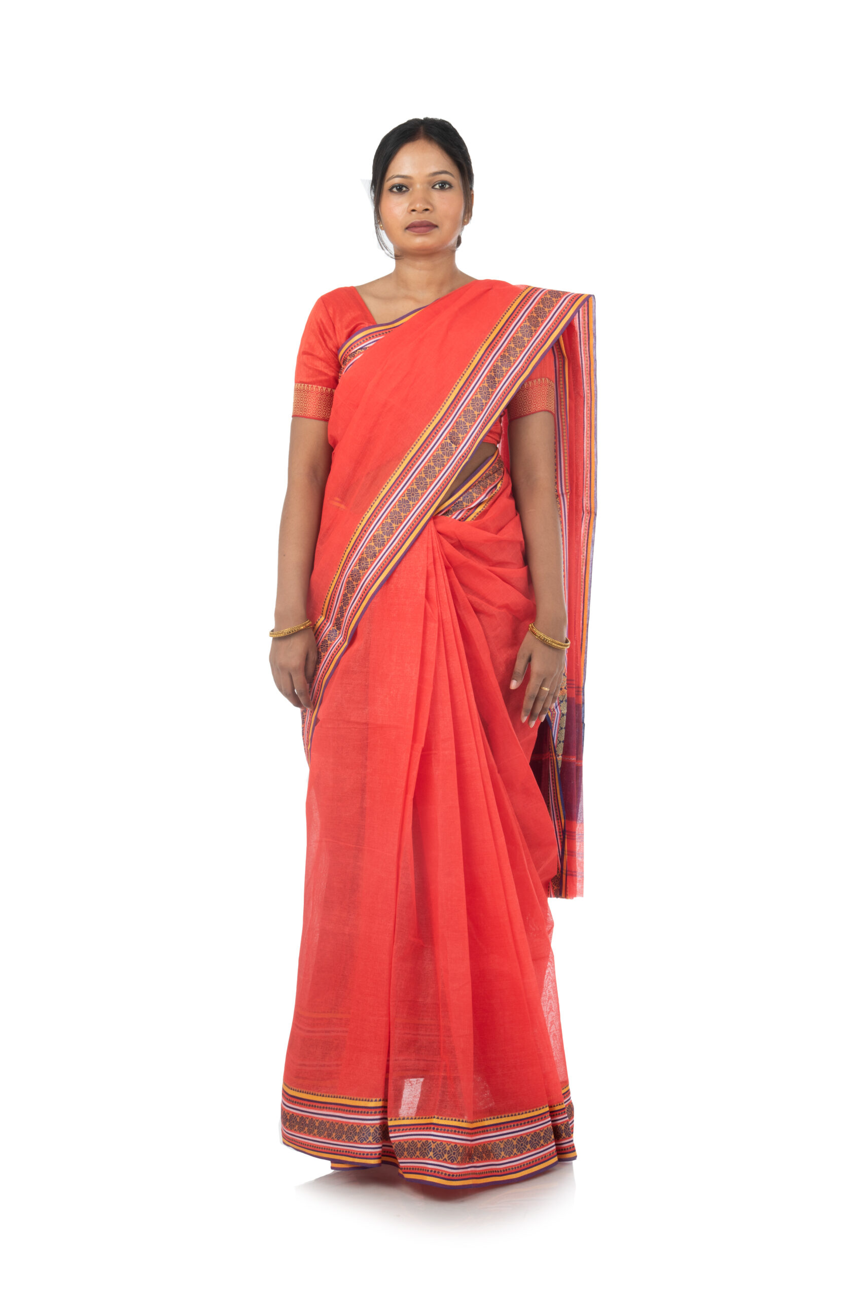 Red Khadi Cotton Woven Sari